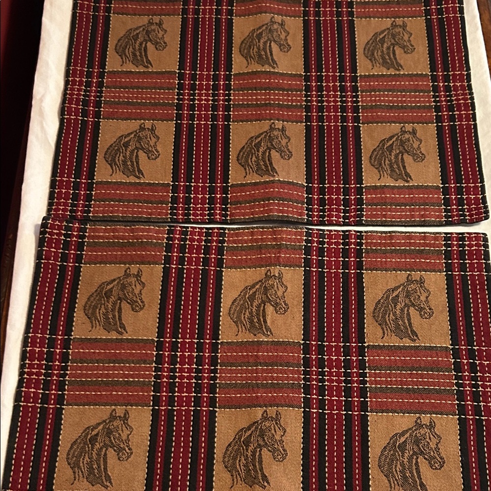 2 Padma Creations Plaid Horse Print Placemats